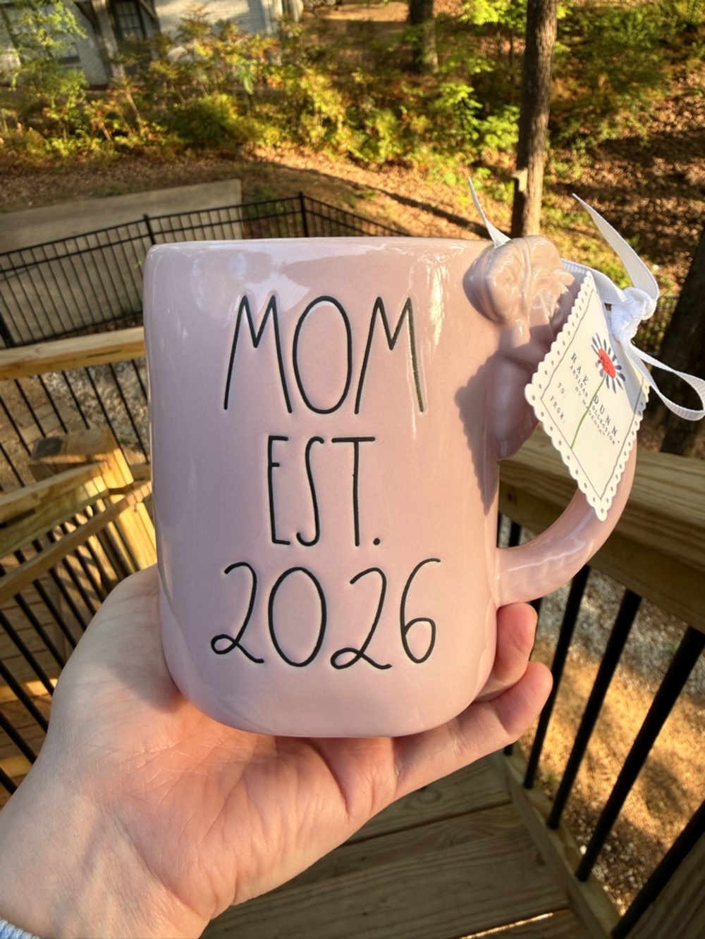 Rae Dunn Pink "Mom Est. 2026" Ceramic Mug New Mom Mothers Day Push Present